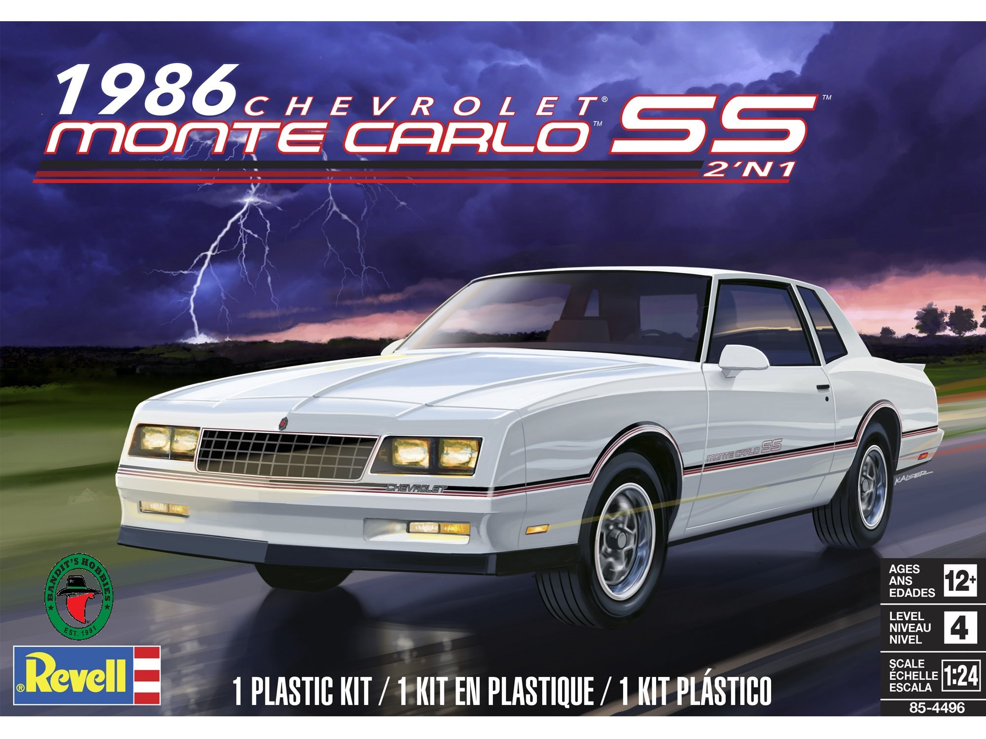 REVELL #85-4496: 1/24 Scale 1986 Chevrolet Monte Carlo SS 2'n1 Plastic  Model Kit